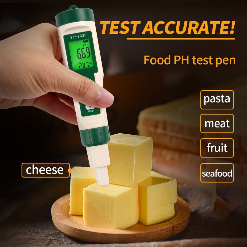 Food PH Meter Manufacturer - YY-1030 Intelligent Portable Stainless Steel Electronic Backlight Display for Cheese Meat Fruit