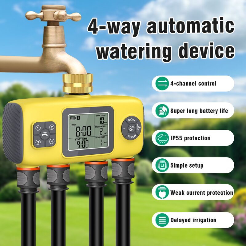 Water Timer Manufacturer - Wholesale New Design Digital Garden 4 Outlets Intelligent Timed Automatic Watering Controller