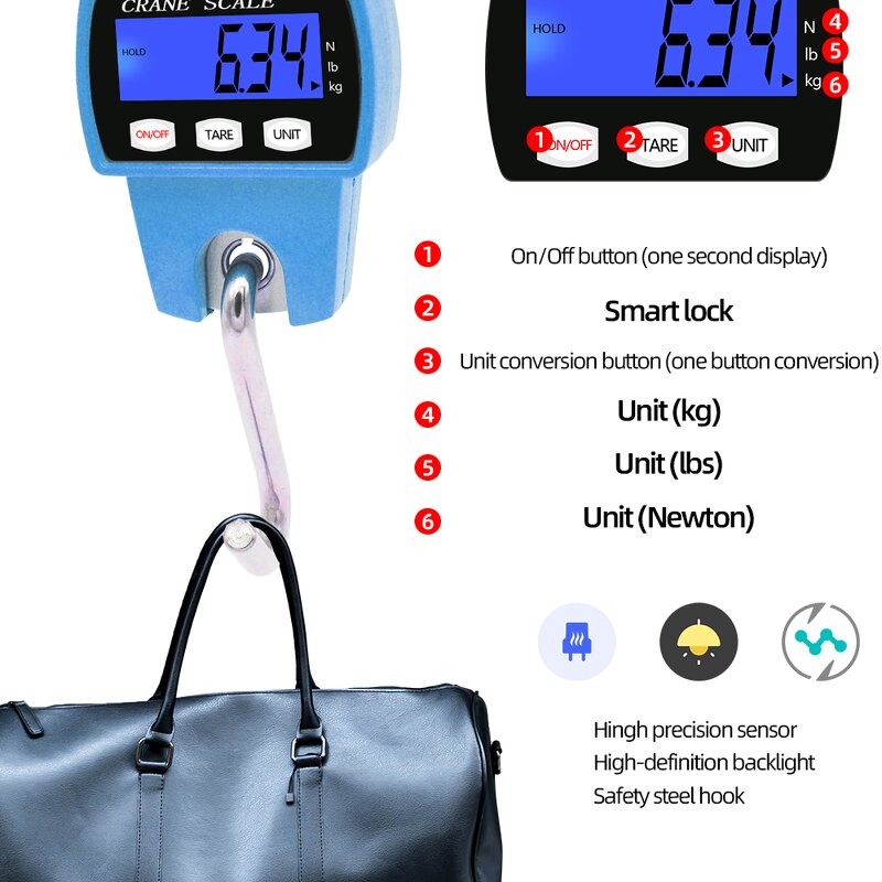 Crane Scale Manufacturer - Weight 300kg 150kg/50g 200kg/100g 500kg/100g Heavy Duty Hanging Hook Portable Digital Stainless Steel