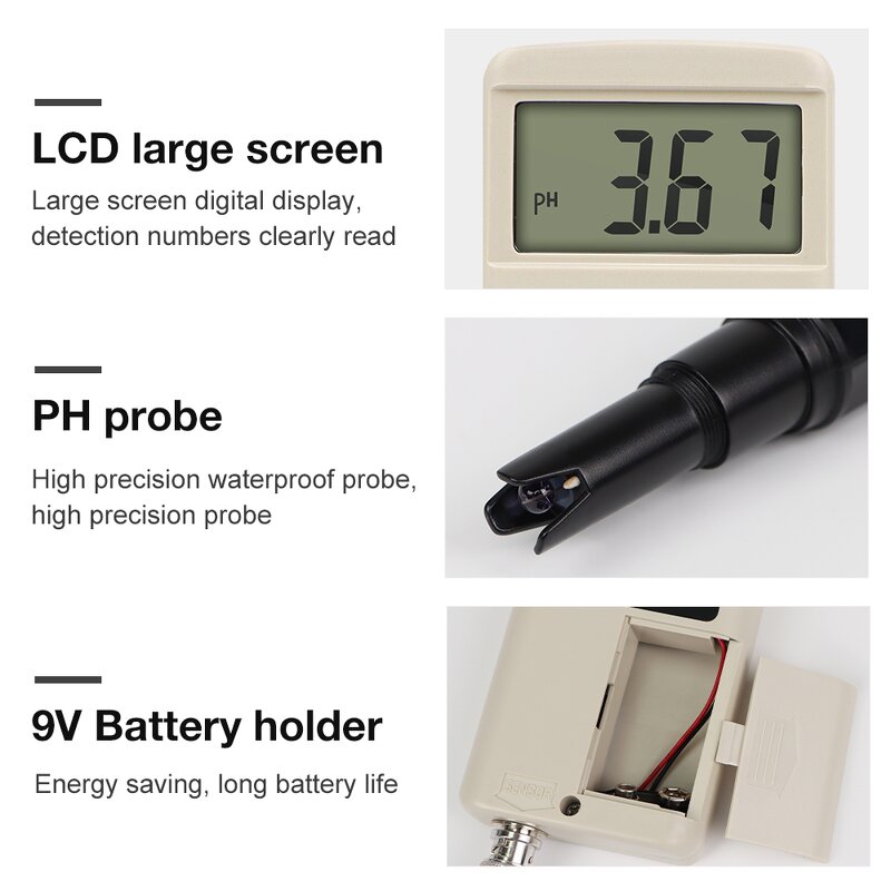 PH Meter Manufacturer - New Arrivals Large LCD Screen Digital Electronic Portable Probe for Laboratory