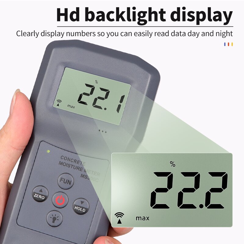Moisture Tester Manufacturer - MS300C Concrete LCD Backlight Display Electronic Hygrometer Stone