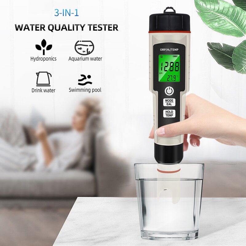 Water Quality Tester Manufacturer - Digital Pen Type Portable 3 in 1 Temperature ORP H2 for Aquariums