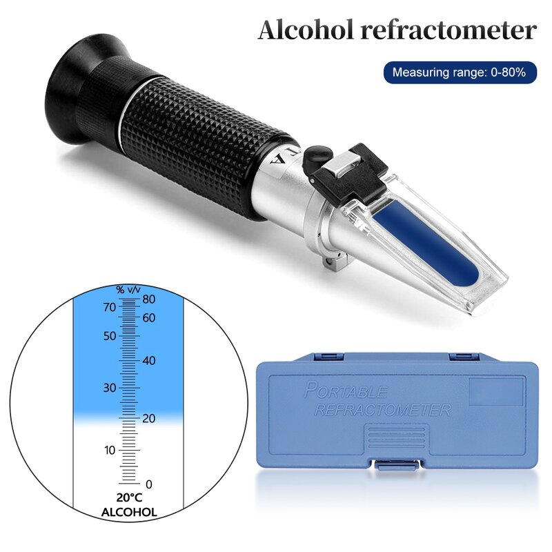 Alcohol Refractometer Manufacturer - Handheld 0-80% Tester Meter for Liquor & Spirits with ATC Feature