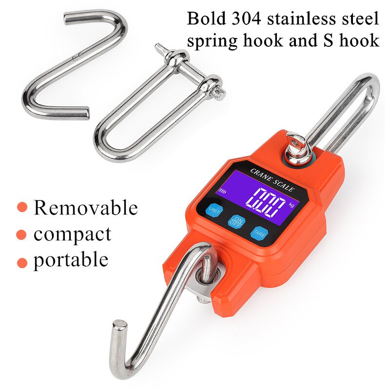Digital Scale Manufacturer - Portable 300kg/50g with 4.0 BT USB Stainless Steel LCD Display Industrial Hanging Hook & OEM