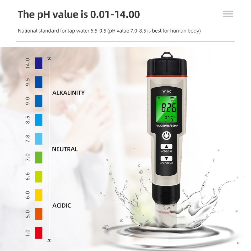 Water Quality Tester Manufacturer - Portable LCD Digital 4 in 1 PH ORP H2 Temperature for Aquarium Wine Beer