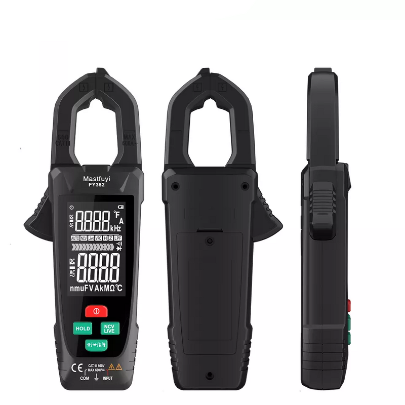 Digital Clamp Meters Manufacturer - Mastfuyi FY382 True RMS 9999 Counts Temperature AC Voltage Current Detector