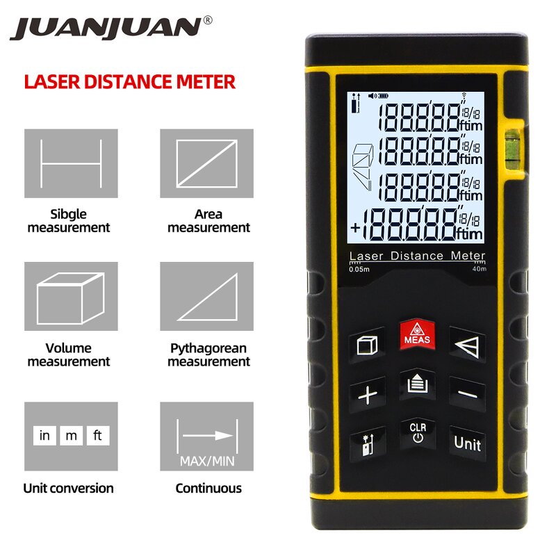 Laser Distance Meter Manufacturer - High Precision 40M J2 Industrial Rangefinder Tape Laser Range Finder and Build Measure Device Ruler