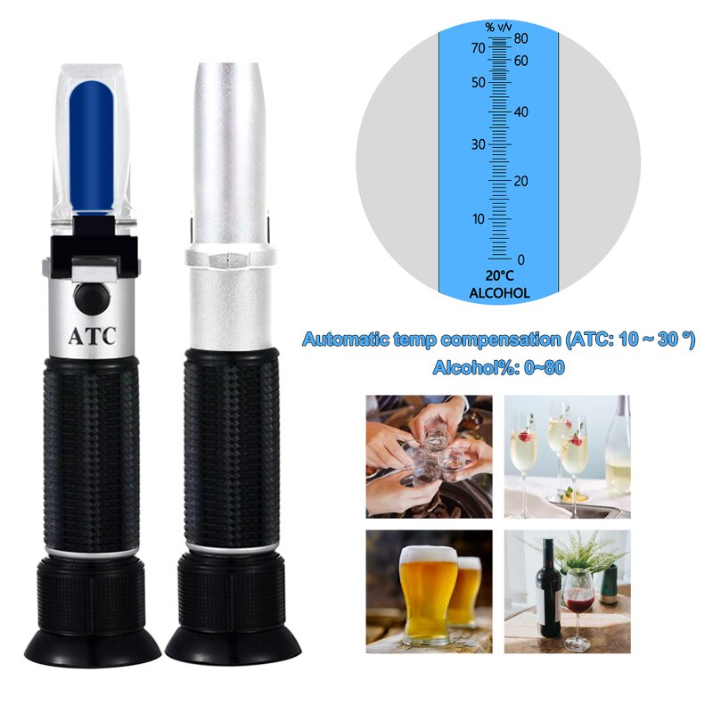 Alcohol Refractometer Manufacturer - Handheld 0-80% Tester Meter for Liquor & Spirits with ATC Feature