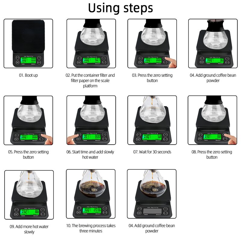 Coffee Scale Manufacturer - 3kg/0.1g Drip Timer Portable Electronic Digital Kitchen LCD Electronic Scales