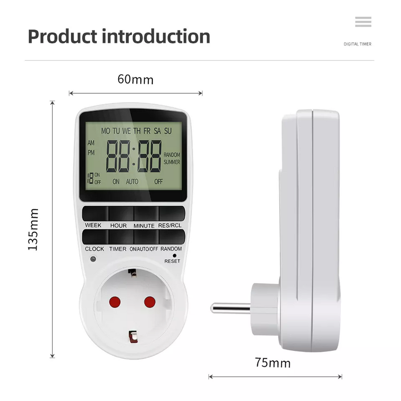 Digital Timer Switch Manufacturer - 12/24 Hour Programmable Electronic EU UK US AU FR Plug Outlet for Kitchen Appliances Time Control Socket