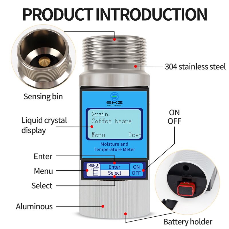 Grain Moisture Meter Manufacturer - High Accuracy Portable Rice Hygrometer Humidity Analyzer for 37 Kinds of Grains