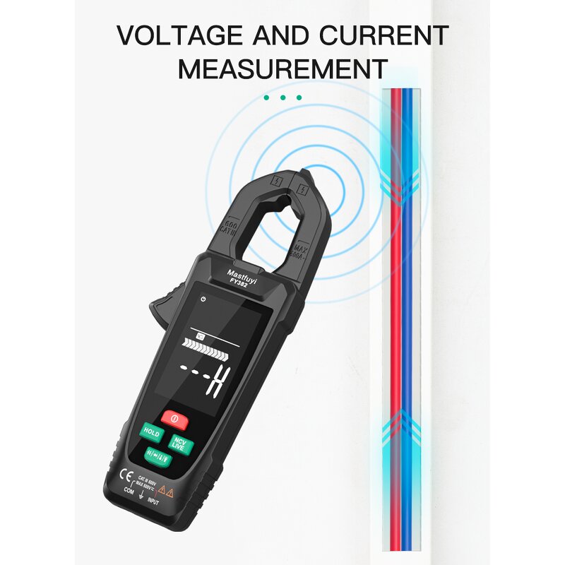 Digital Clamp Meters Manufacturer - Mastfuyi FY382 True RMS 9999 Counts Temperature AC Voltage Current Detector
