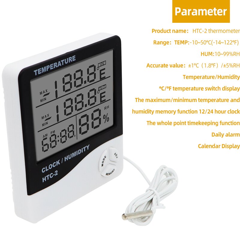 Hygrometer Thermometer Manufacturer - Digital LCD Display Clock with Temperature & Humidity Alarm Home Meter & OEM