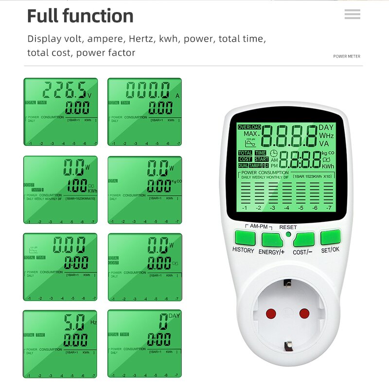 Power Wattmeter Manufacturer - Single-Phase Electricity Energy Consumption Monitor and Amp Kwh Meter Electric Socket Power Monitor