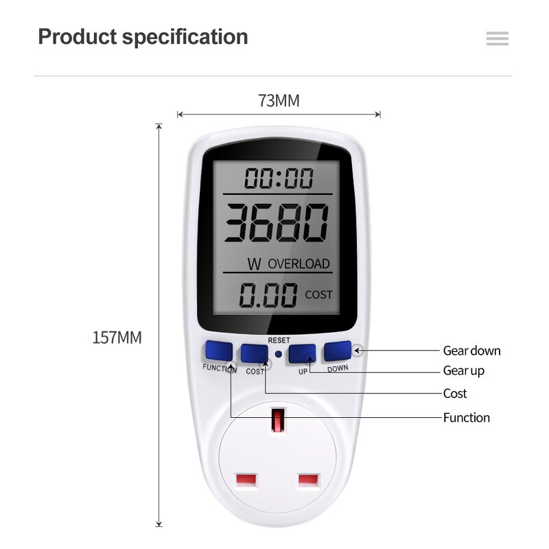 Electricity Power Energy Meter Manufacturer - EU Plug Voltage Amps Volt Current Analyzer Usage Monitor with Digital LCD Display