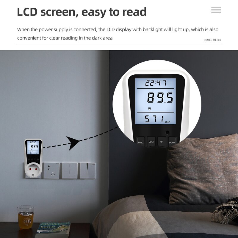 Wattmeter Manufacturer - DDS109L Single Phase Digital Kilowatt Voltage Monitor with Backlight AC Power Meter Energy Monitor Socket