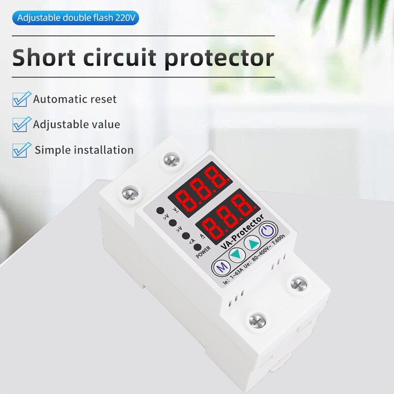 Voltage Protector Manufacturer - Hot Sale Adjustable Double Flash 220V Short Circuit Protection Self-Resetting Leakage Circuit Breaker