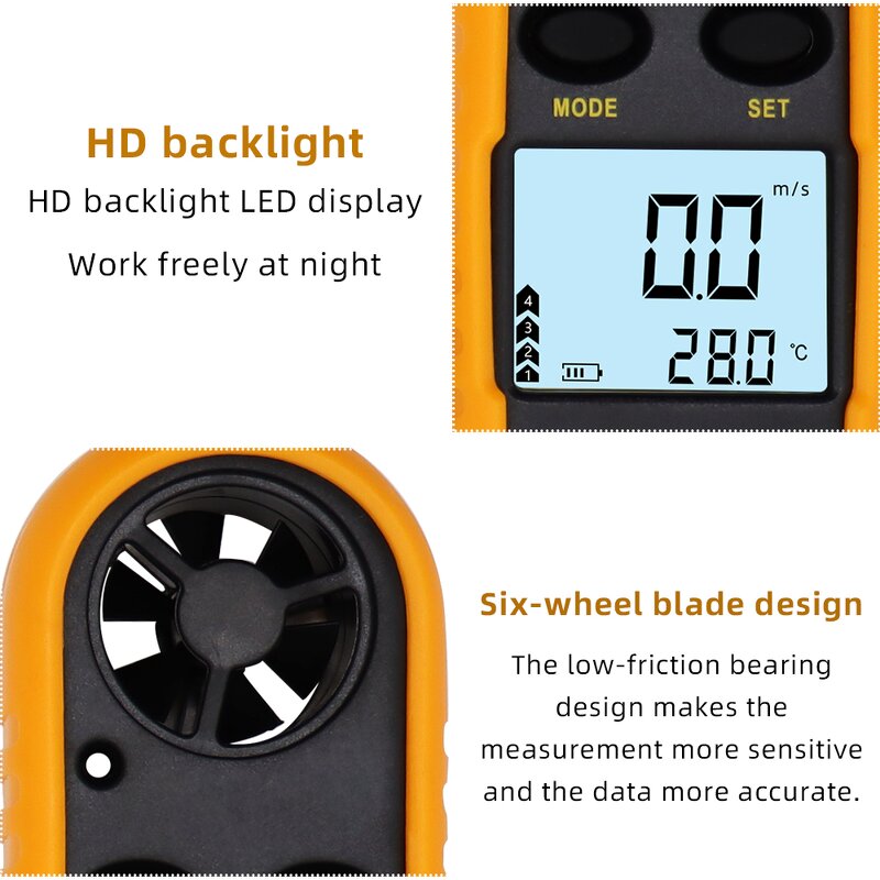 Anemometer Manufacturer - GM816 Indicator Air Wind Speed Scale Gauge LCD Handheld Digital Hot Wire Temperature Wind Speed Tester