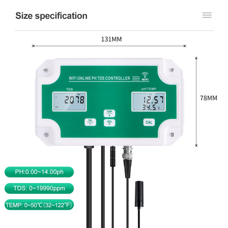 PH Test Pen Manufacturer - WIFi 3 in 1 PH TDS Temp Digital Water Quality Swimming Pool Laboratory Aquarium Ph Sensor