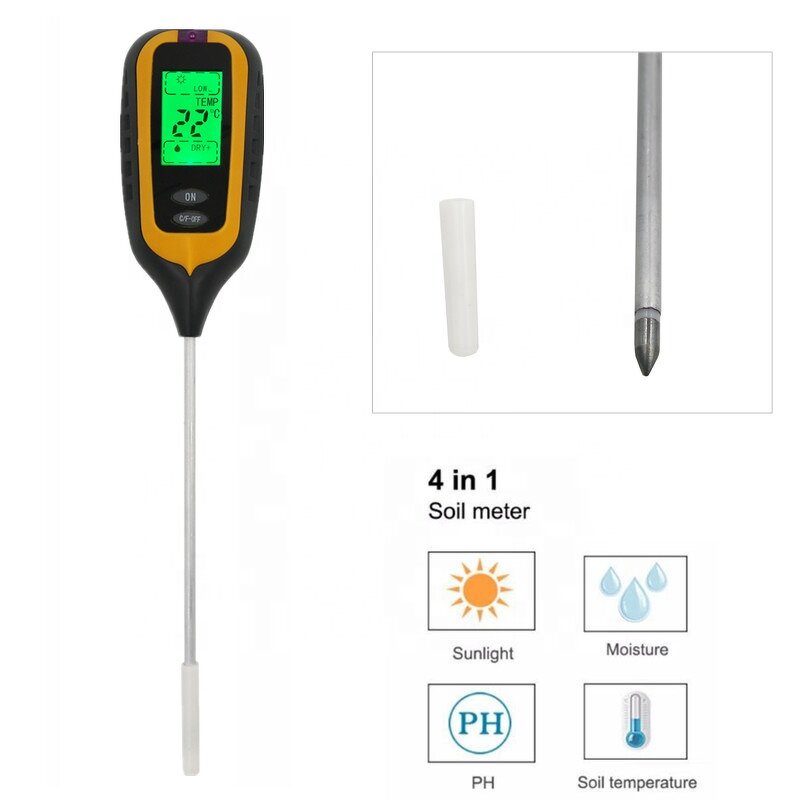 Soil Surveying Instrument Manufacturer - 4 in 1 Sunlight Temperature PH Meter Soil Moisture for Plants and Lawns