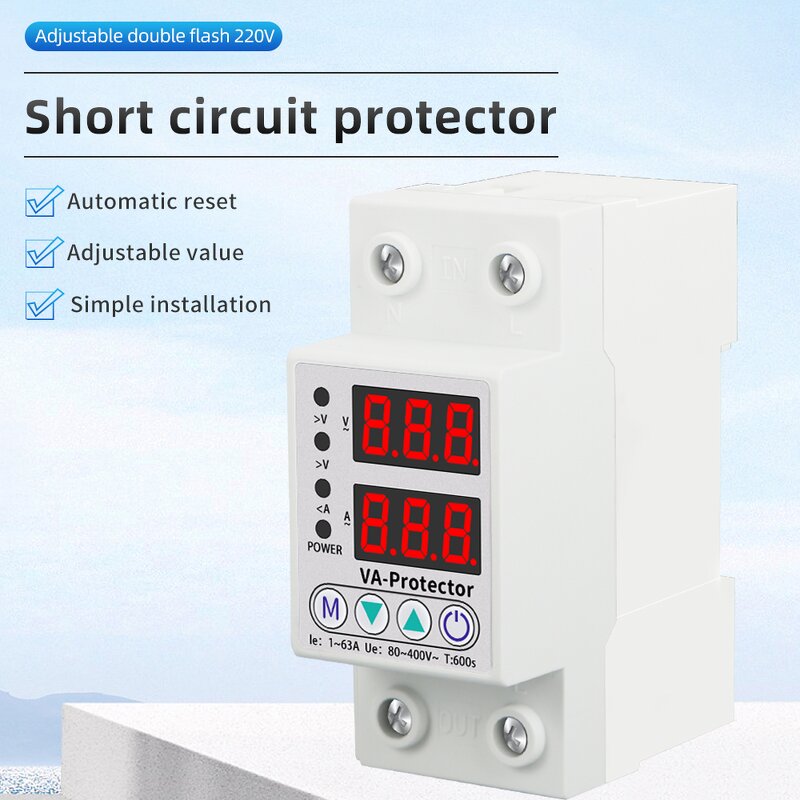 Voltage Protector Manufacturer - Hot Sale Adjustable Double Flash 220V Short Circuit Protection Self-Resetting Leakage Circuit Breaker