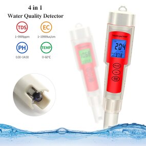 Water Quality Tester Manufacturer - Digital Waterproof LCD Display Pen Type 4-in-1 Temperature EC TDS PH for Aquariums & OEM CE