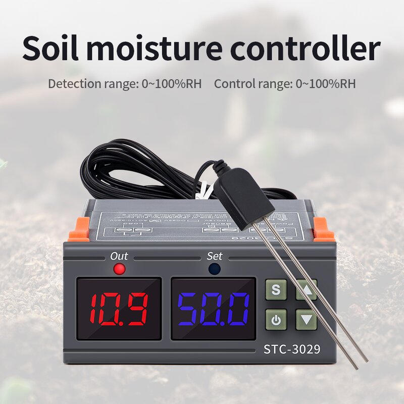 Soil Moisture Controller Manufacturer - High Precision STC-3029 220V Digital Relay Display Humidity Meter With Soil Sensor