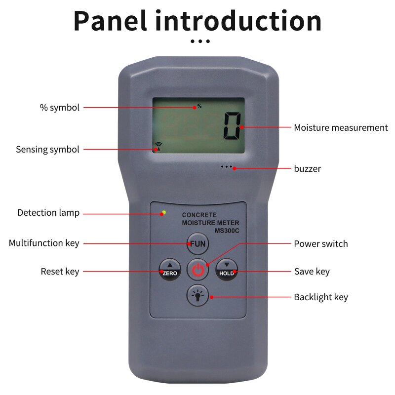 Moisture Meter Manufacturer - High Accuracy Portable MS300C Concrete Hygrometer Humidity Analyzer With Backlight