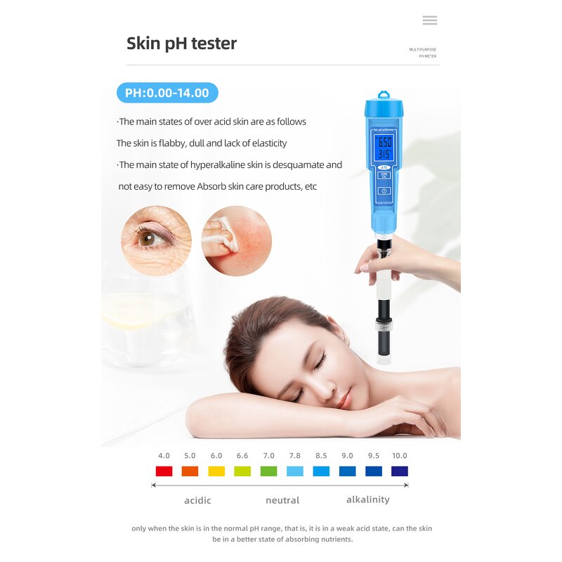 Skin Tester Manufacturer - PH-6118 Digital Automatic Calibration Backlight Display BNC Probe Pen Type Replaceable Probe & OEM