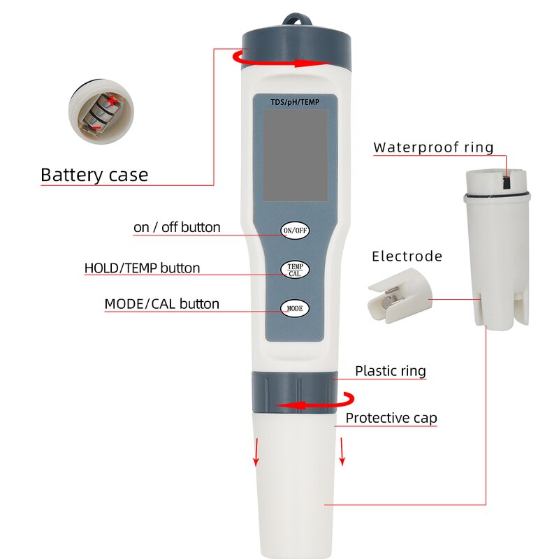 PH Pen Manufacturer - EZ 990 Digital Portable Water Quality 3 in 1 Temperature TDS with Backlight for Aquariums