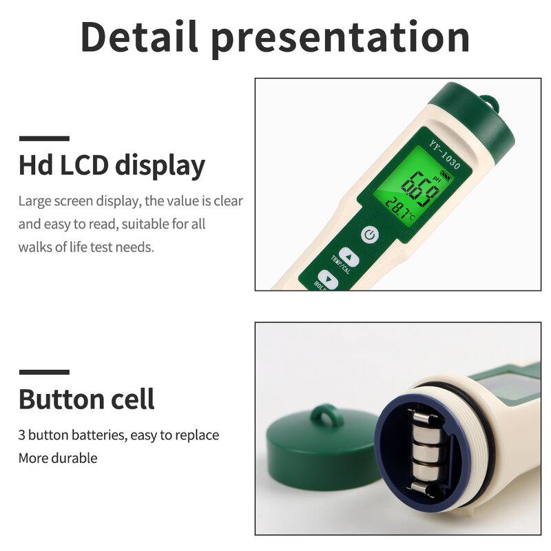 Food PH Meter Manufacturer - YY-1030 Intelligent Portable Stainless Steel Electronic Backlight Display for Cheese Meat Fruit