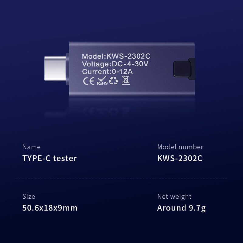 Type-C Tester Manufacturer - KWS-2302C Current Voltage Meter Charging Detector Battery Voltmeter Ammeter Charger Indicator