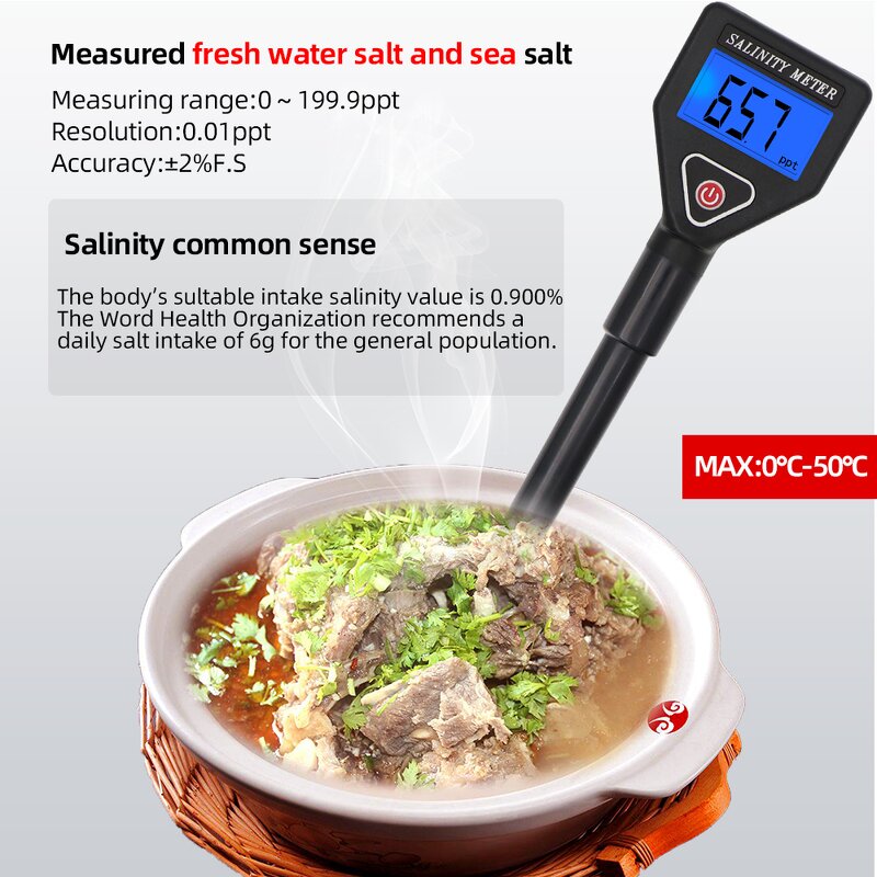 Salinity PH Meter Manufacturer - Digital Portable Pen Tester with High Accuracy for Aquarium Pool Seawater & OEM