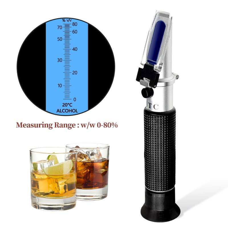 Alcohol Refractometer Manufacturer - Handheld 0-80% Tester Meter for Liquor & Spirits with ATC Feature