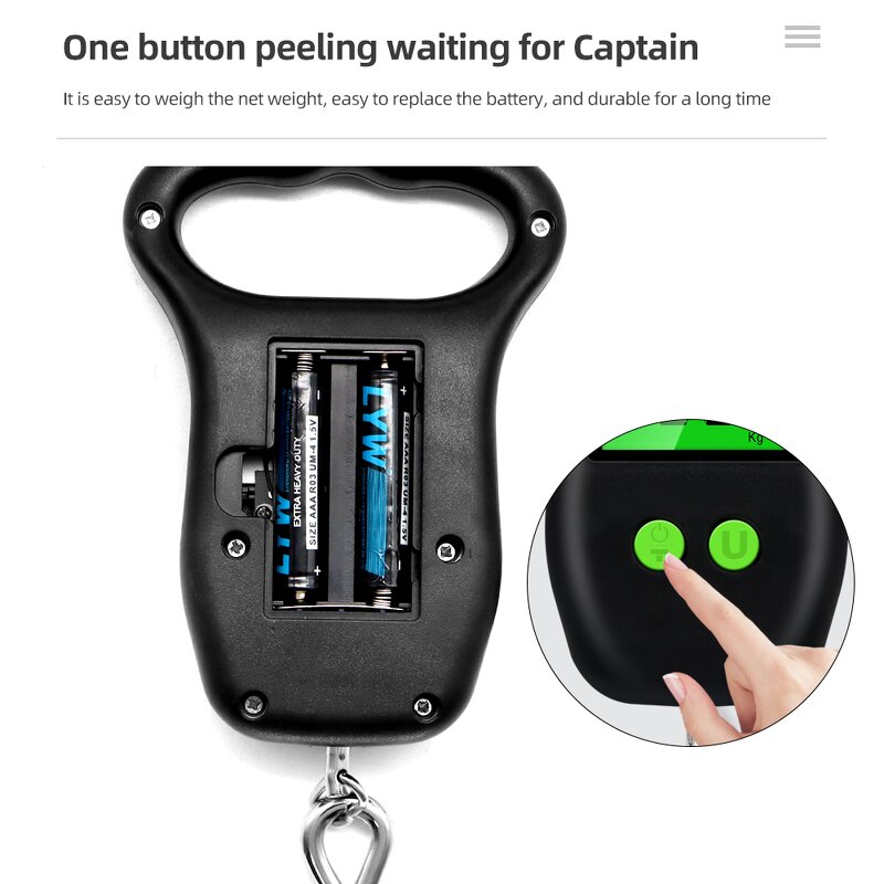 Luggage Scale Manufacturer - Portable Hanging Suitcase Fish Scale LCD Display Digital 50kg/10g Fishing with Measuring Tape