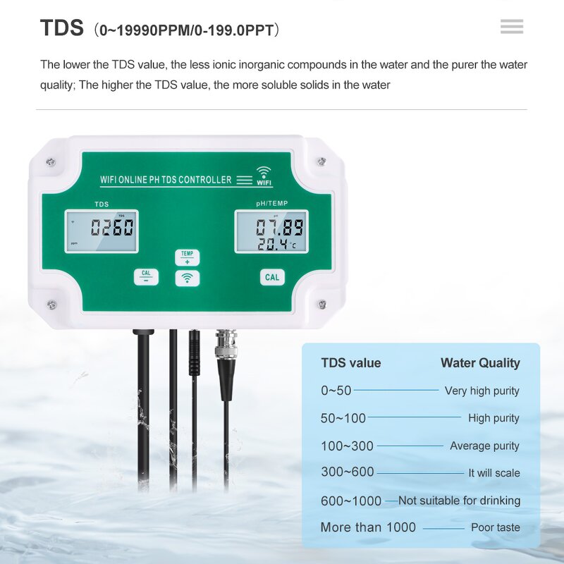 PH Test Pen Manufacturer - WIFi 3 in 1 PH TDS Temp Digital Water Quality Swimming Pool Laboratory Aquarium Ph Sensor