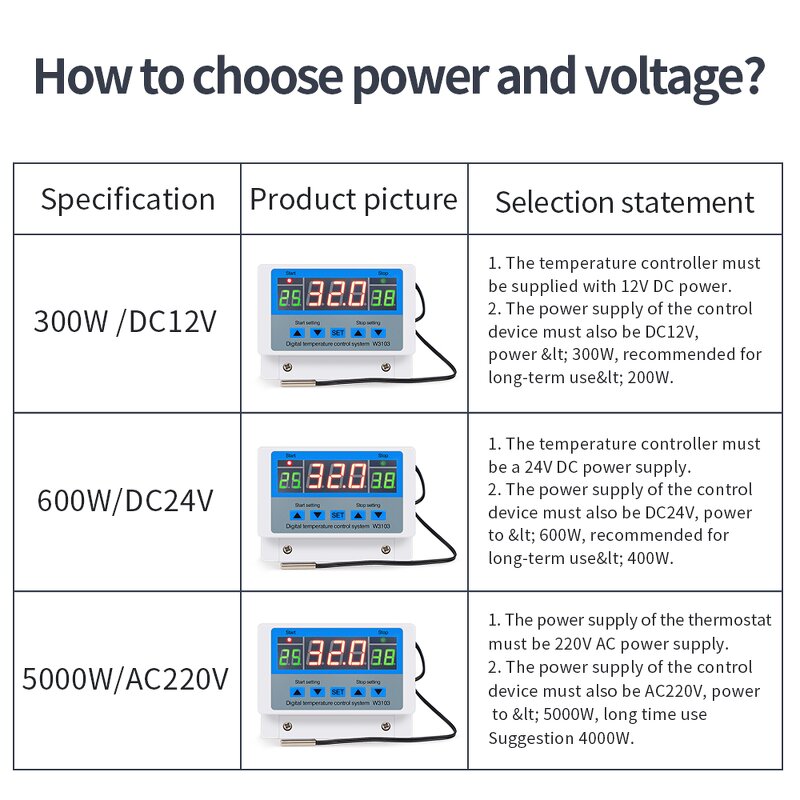 Temperature Controller Manufacturer - New Arrivals XH-W3103 Digital Temperature Control Thermostat With Sensor