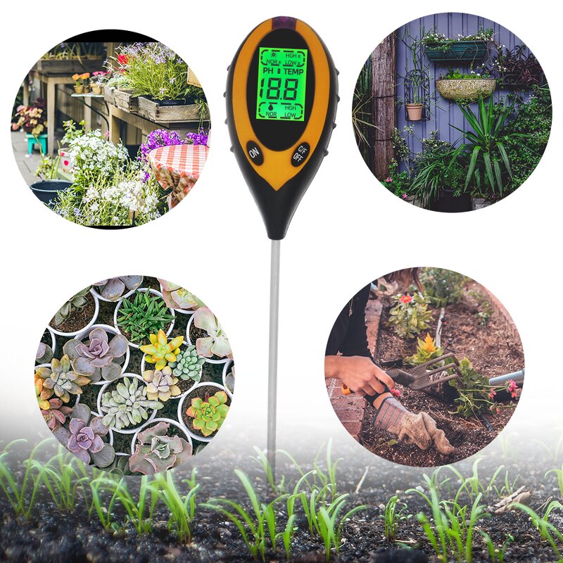 Soil Test Kit Manufacturer - 4 in 1 Digital Plant Moisture Meter with PH/Temperature/Light Soil PH Meter