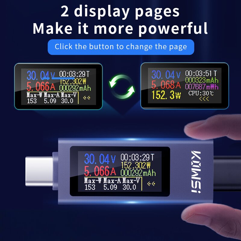 Type-C Tester Manufacturer - KWS-2302C Current Voltage Meter Charging Detector Battery Voltmeter Ammeter Charger Indicator