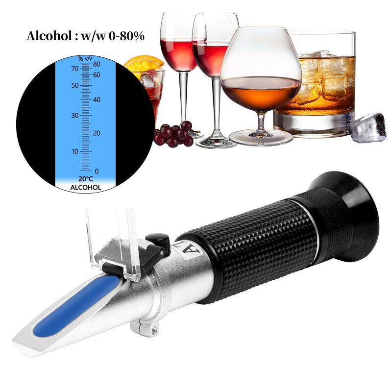 Alcohol Refractometer Manufacturer - Handheld 0-80% Tester Meter for Liquor & Spirits with ATC Feature