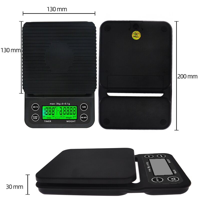 Coffee Scale Manufacturer - 3kg/0.1g Drip Timer Portable Electronic Digital Kitchen LCD Electronic Scales