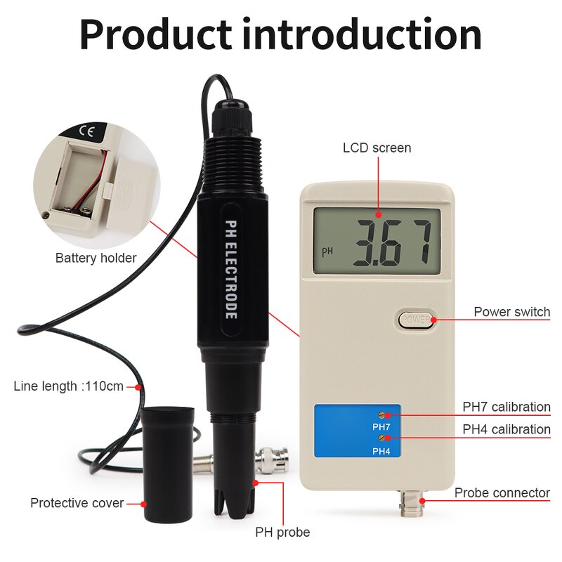 PH Meter Manufacturer - New Arrivals Large LCD Screen Digital Electronic Portable Probe for Laboratory