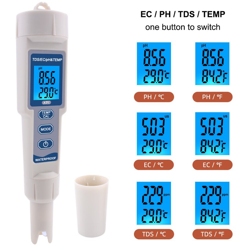 Water Quality Monitor Manufacturer - PH-3508 Portable Digital 4 in 1 TDS EC Temperature with Backlight for Drinking Water