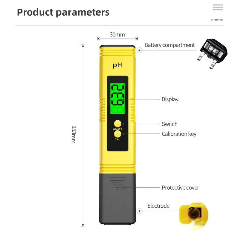PH Meter Manufacturer - High Precision Digital LCD Plastic Pen Type with Backlight for Aquarium Pool Water Wine Urine & OEM