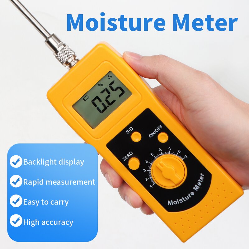 Soil Moisture Meter Manufacturer - Handheld DM300L with LCD Backlight Display Silver Sand Coal Powder Detector 5%~90% Range