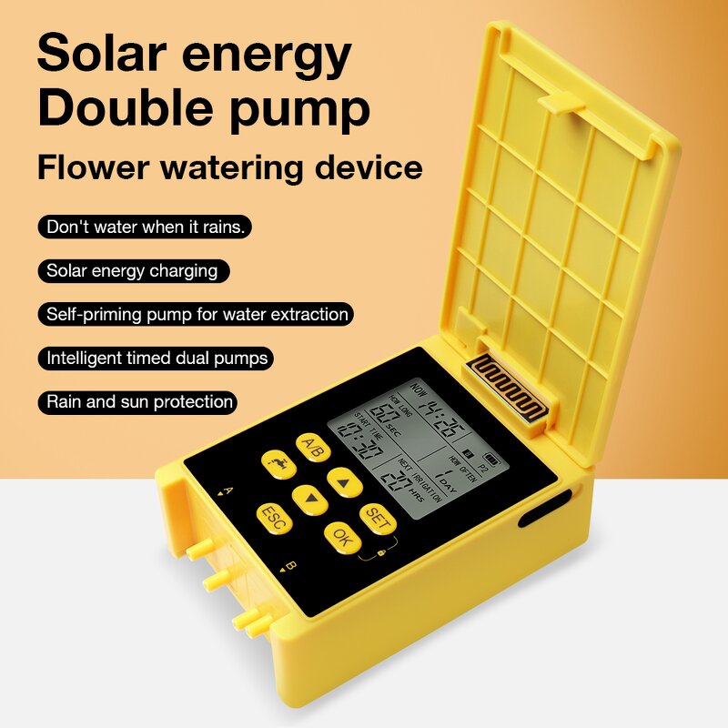 Solar Drip Irrigation Timer Manufacturer - Factory Wholesale Dual Pump Intelligent Plant Automatic Watering with Rainwater Sensor