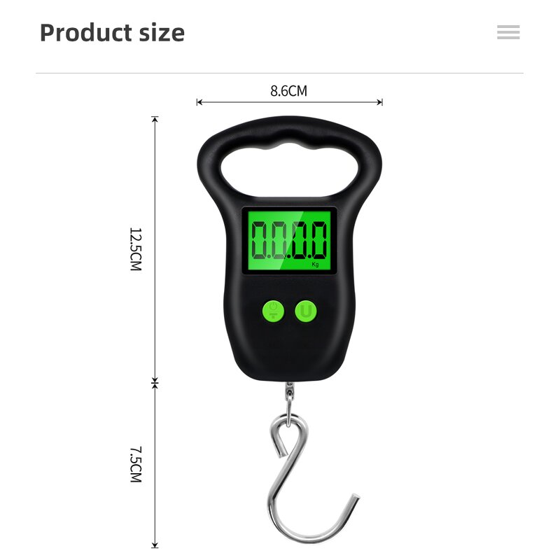 Luggage Scale Manufacturer - Portable Hanging Suitcase Fish Scale LCD Display Digital 50kg/10g Fishing with Measuring Tape