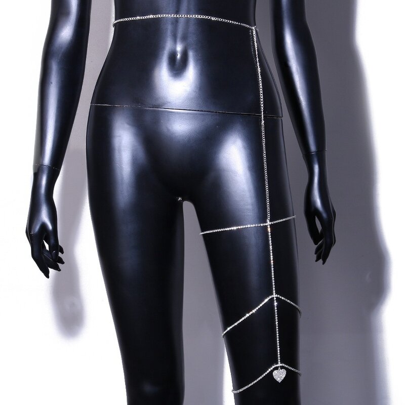 Leg Chain Manufacturer - Rhinestone Heart Waist Chain Full Diamond Sexy for Evening Dress Fine Jewelry