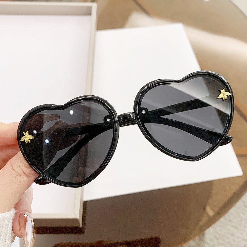 Children Sunglasses Manufacturer - Little Bee Decoration Light Color Gradient Lens Jelly Heart Frame