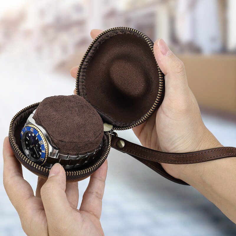 Watch Box Manufacturer - Crazy Horse Cowhide Single Travel Portable Vintage Mechanical Storage